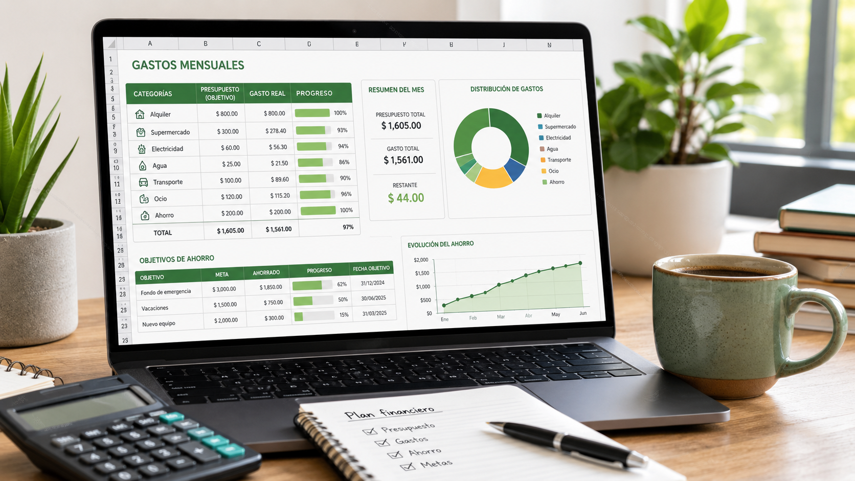 Cómo crear un Excel para controlar tus gastos mensuales y establecer objetivos por categorías